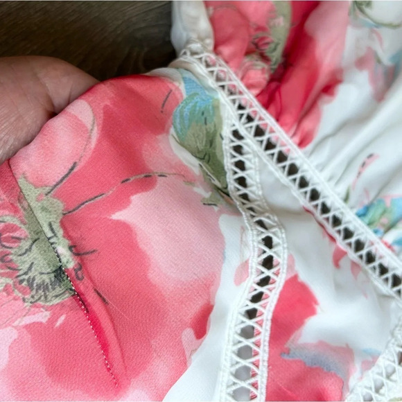 Two Sisters The Label Floral Halter Mini Dress High Neck White Pink Size Large - Picture 8 of 15